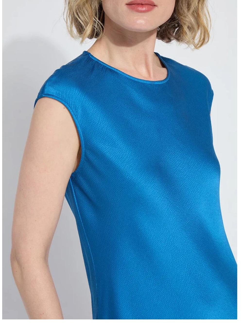 Lyssé Silvana Bias Cut Midi Dress Royal Blue Satin Cap Sleeve Large - Picture 5 of 8